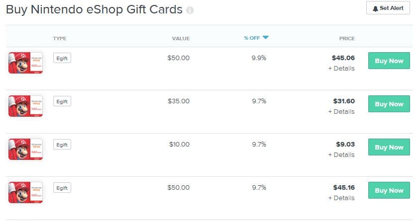 Giftcards for sale at Raise